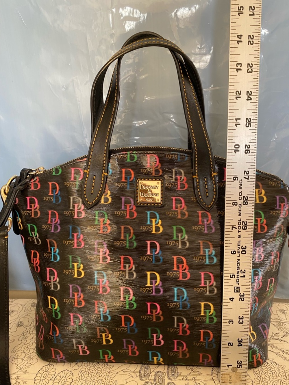Dooney & Bourke Black Multicolor DB75 Logo Satchel